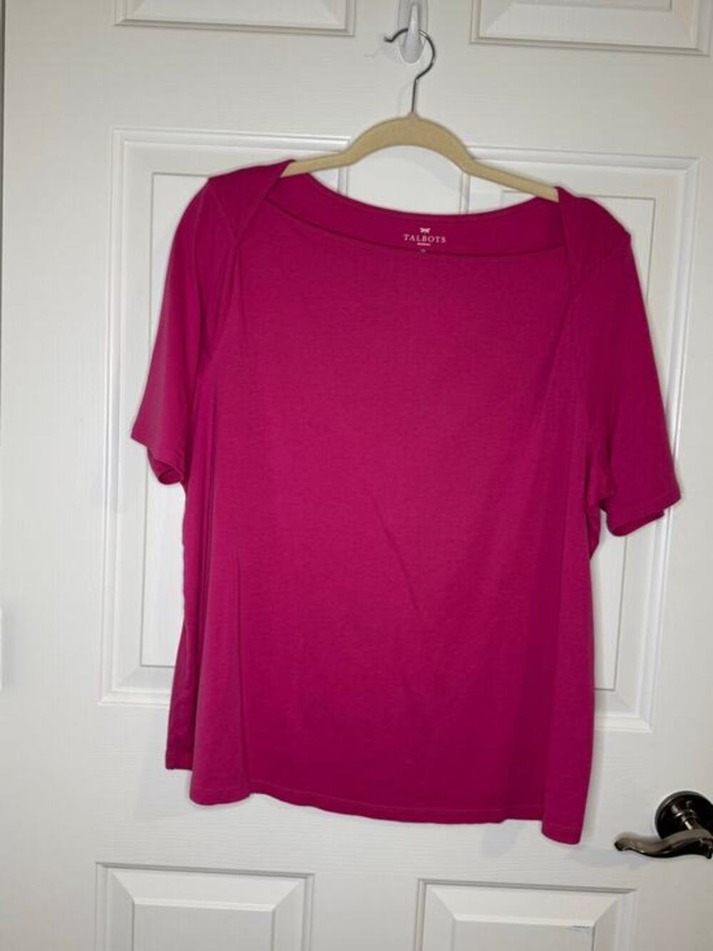 Talbots 100% Pima Cotton Short Sleeve Boatneck Pink Stretch Plus 2X